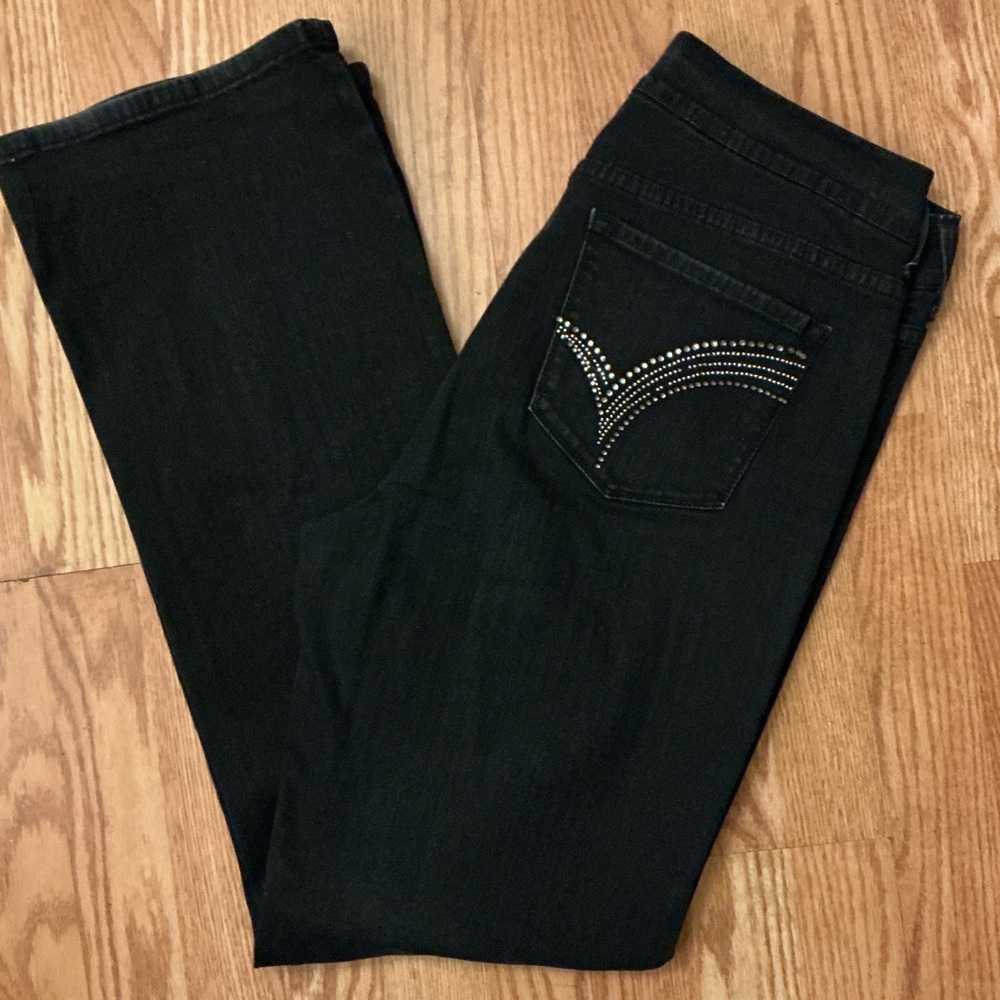 Not Your Daughters Jeans Black Denim With Pocket Studs Size 12
